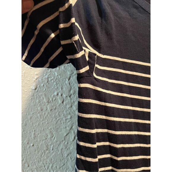 Banana Republic Stretch Cotton Boat Neck Navy & White Striped Woman’s Shirt Size - Picture 5 of 11